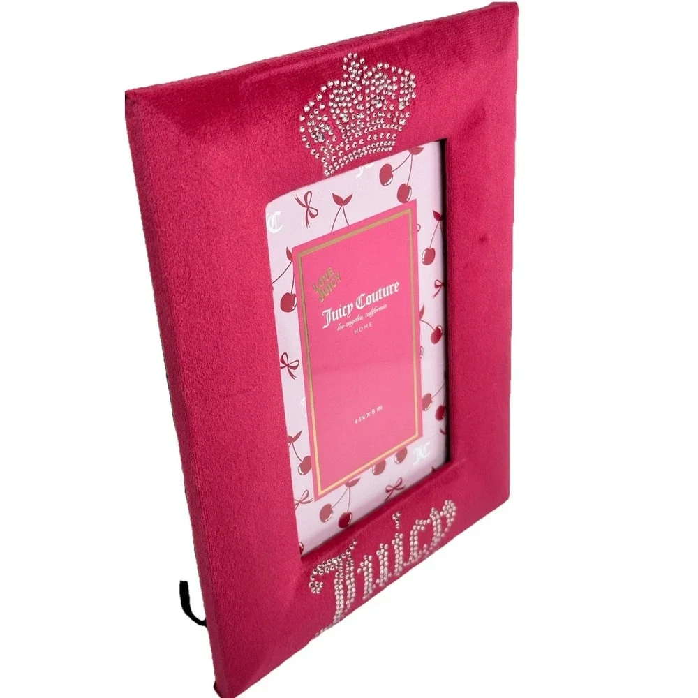 Juicy Couture Pink Velour Rhinestone Crown Photo Frame 4x6 Glam